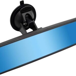 Anti-Glare Rear View Mirror, Blue HD Universal Car Interior Rear View Mirror with Adjustable Suction Cup (360° Adjustable Angle)