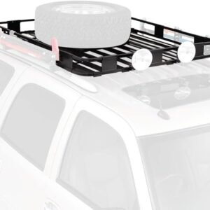 Black Aluminum  Roof Rack for Cargo, Luggage, and Bikes. Fits Full Size Vans. 50" W x 60" L x 5" T. Requires Vehicle Specific Roof Rack Adapter