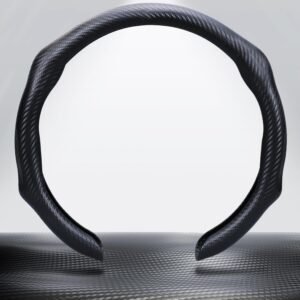 Car Steering Wheel Cover, Carbon Fiber Steering Wheel Protector 5D Sport Non-Slip, Comfortable & Breathable Car Interior Decoration, Universal Fit 14.5"-15" Steering Wheel