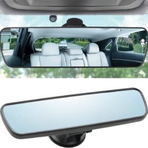 Anti Glare Rear View Mirror with Adjustable Suction Cup, HD Universal Car Interior Rear View Mirror to Eliminate Blind Spots and Reduce Glare for Cars, s, and Trucks(360° Adjustable)