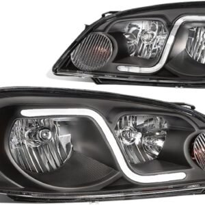Black & Amber LED Headlights with Day Running Light Strip